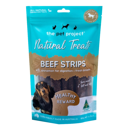 The Pet Project Natural Treats Beef Strips Dog Training Treats 180g
