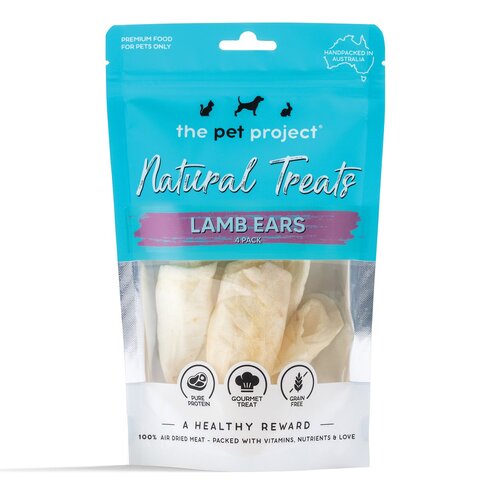 The Pet Project Natural Treats Lamb Ears Dog Gourmet Treat 4 Pack