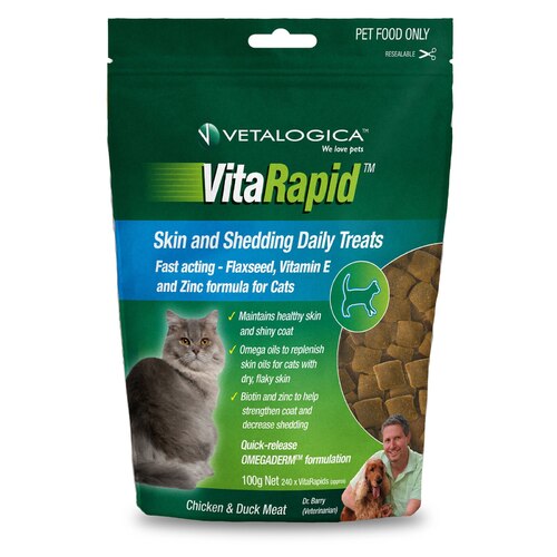 Vitarapid Skin & Shedding Daily Cat Tasty Treats Chicken & Duck Meat 100g