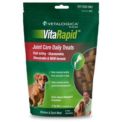 Vitarapid Joint Care Daily Dog Tasty Treats Chicken & Duck Meat 210g