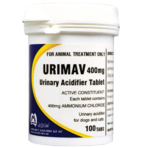 Mavlab Urimav Tabs Animal Urinary Acidifier Tablets 400mg 100 Pack 