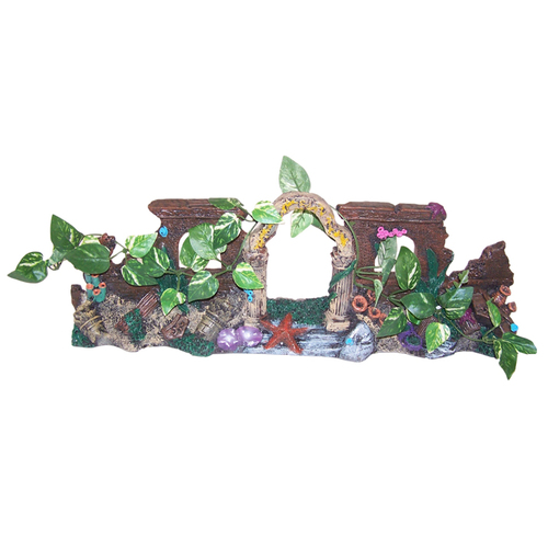 URS Wall Ruin w/ Silk Plant Reptile Accessory Small