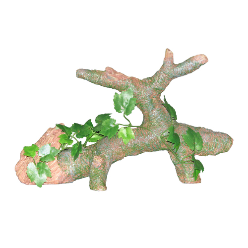 URS Ornament Log w/ Silk Plant Reptile Accessory Medium