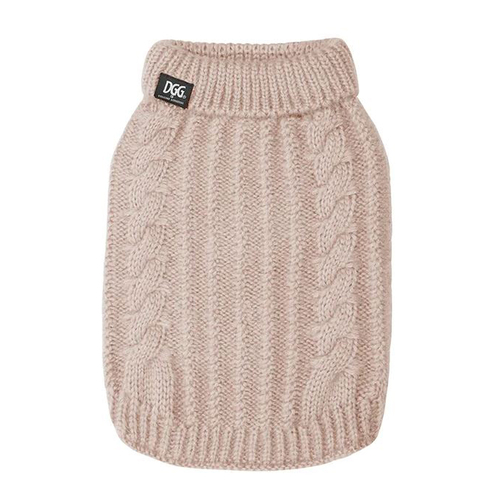 Dog Gone Gorgeous Chunky Fluffy Knit Bone Dog Coat Sweater XS