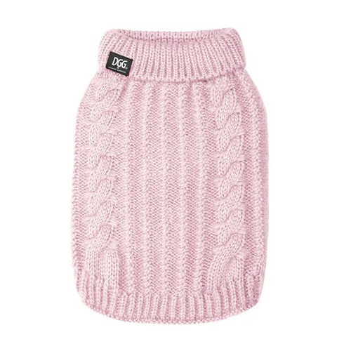 Dog Gone Gorgeous Chunky Fluffy Knit Dog Coat Sweater Pale Pink Medium