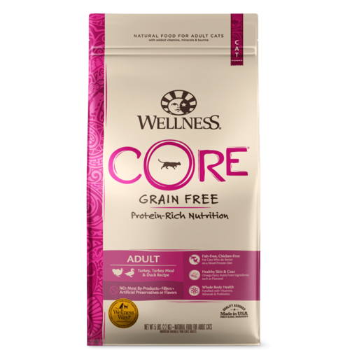 Wellness Core Adult Grain Free Dry Cat Food Turkey Turkey Meal & Duck 2.27kg