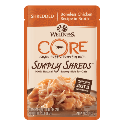 Wellness Core Simply Shreds Cat Food Topper Boneless Chicken 12 x 50g