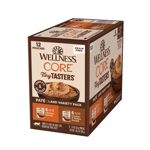 Wellness Core Adult Tiny Tasters Pate Land Variety Pack Wet Cat Food 50g x 12