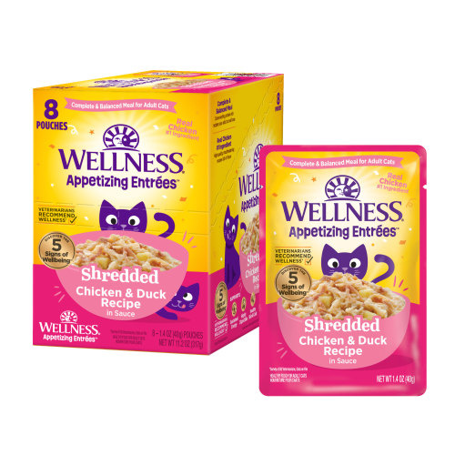 Wellness Core Appetizing Entrees Wet Cat Food Shredded Chicken & Duck 8 x 40g