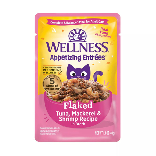 Wellness Core Appetizing Entrees Cat Food Flaked Tuna Makerel  & Shrimp 8 x 40g