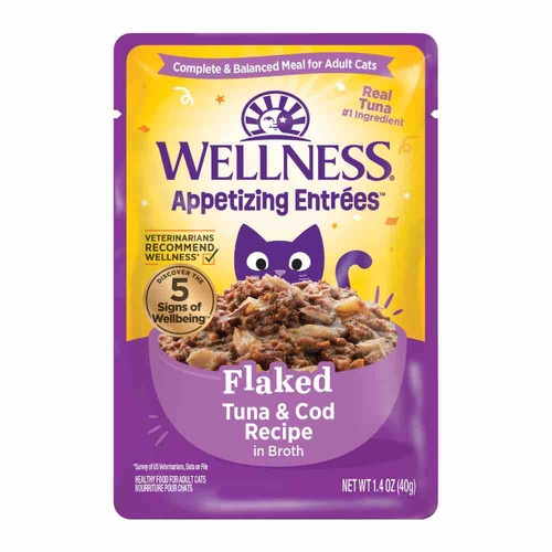 Wellness Core Appetizing Entrees Wet Cat Food Flaked Tuna & Cod 8 x 40g