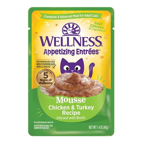 Wellness Core Appetizing Entrees Wet Cat Food Mousse Chicken & Turkey 8 x 40g