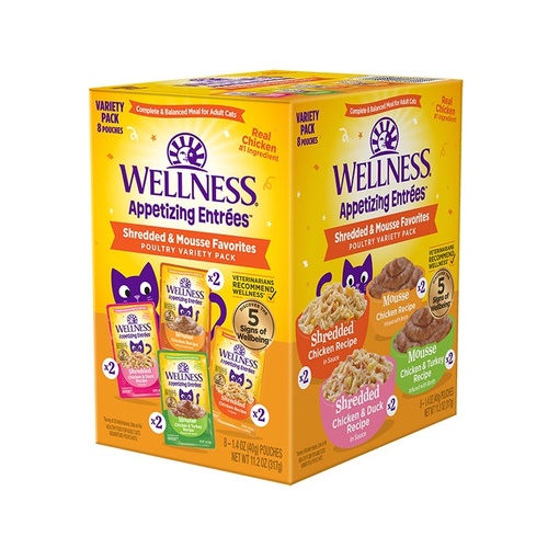Wellness Core Appetizing Entrees Cat Food Shredded & Mousse Poultry Variety Pack