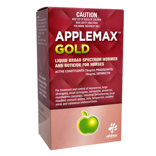 Abbey Applemax Gold Liquid Broad Spectrum Wormer & Boticide for Horses 1L