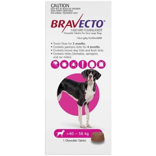 Bravecto Spot-On Flea & Tick Protection for XL Dogs 40-56kg Pink