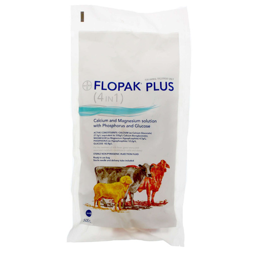 Bayer Flopak Plus Milk Fever Treatment Calcium Magnesium 500ml 