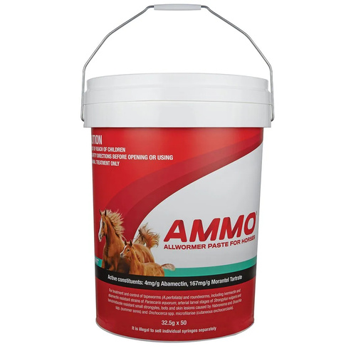 Ceva Ammo Broad Specturm All Wormer Paste Horse Pony Bucket 50pcs 