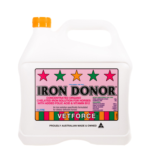 Carbine Iron Donor Vitamin B12 Iron Folic Acid Horse Supplement 4L 
