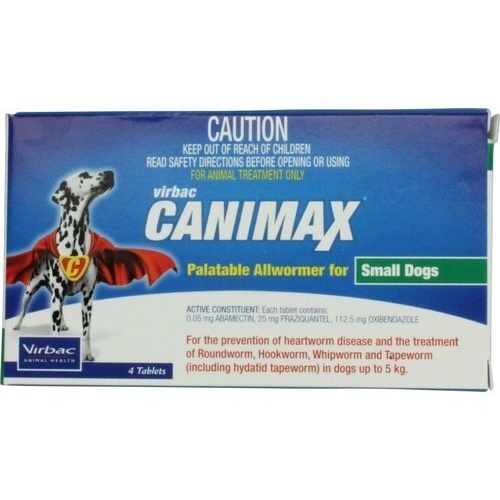 Canimax Palatable Allwormer Tablets for Small Dogs Up to 5kg 4 Pack 