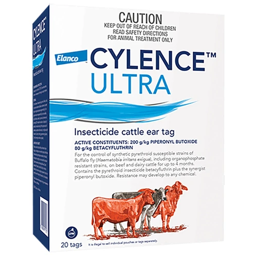 Cylence Ultra Insecticide Buffalo Fly Control Cattle Ear Tags 20 Pack