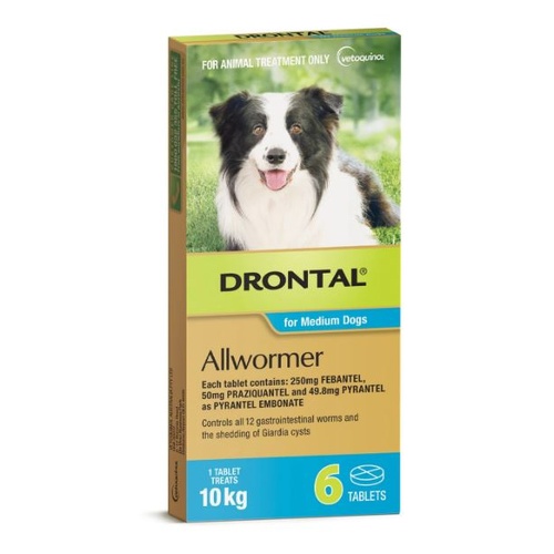 Drontal Allwormer Treatment Tablets for Medium Dogs Up to 10kg 6 Pack