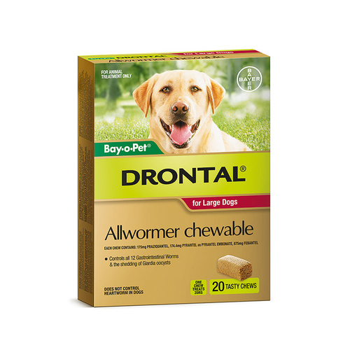 Drontal Bay-O-Pet Allwormer Chewable for Large Dog 35kg 20 Pack
