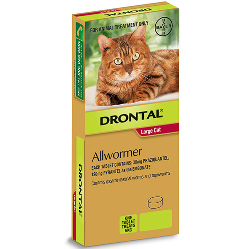 Drontal Tablet Allwormer for Large Cats & Kittens 6kg 2 Pack