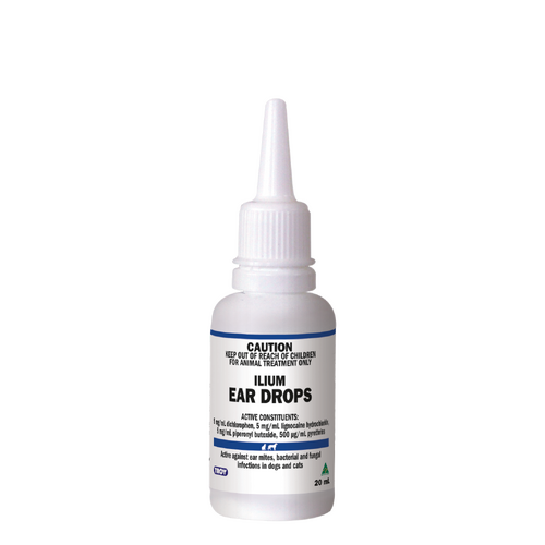 Ilium Ear Drops Controls Ear Mites & Fungal Infections in Dogs & Cats 20ml