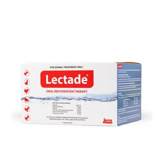 Jurox Lectade Oral Rehydration Therapy for Dogs Cats & Farm Animals 12 x 64g