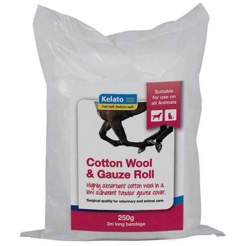 Kelato Horse Cotton Wool & Gauze Roll 15cm x 3m 250g 
