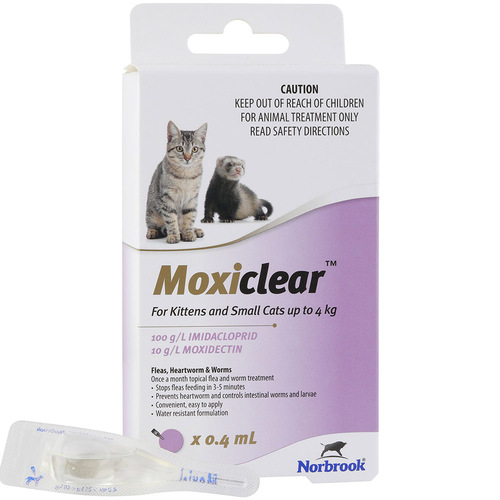 Moxiclear Fleas & Worms Treatment for Kitten & Small Up to 4kg Purple 3 Pack