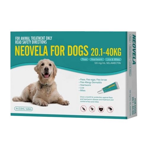 Neovela Spot-on Flea & Worm Treatment for Dogs 20.1-40kg Aqua 4 Pack