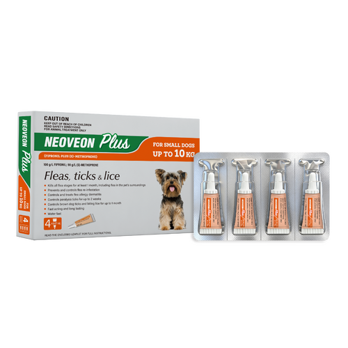 Neoveon Plus Spot-on Flea & Tick Treatment for Small Dogs Up to 10kg 4 Pack