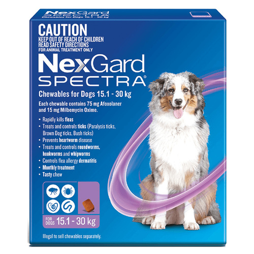 Nexgard Spectra Dogs Chewables Tick & Flea Treatment 15.1-30kg 3 Pack