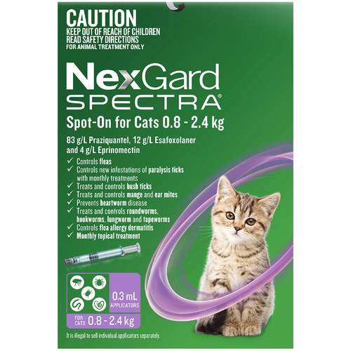 Nexgard Spectra Spot On Flea, Tick & Worming Treatment for Cats 0.8-2.4kg 3 Pack