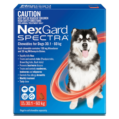 Nexgard Spectra Dogs Chewables Tick & Flea Treatment 30.1-60kg 3 Pack