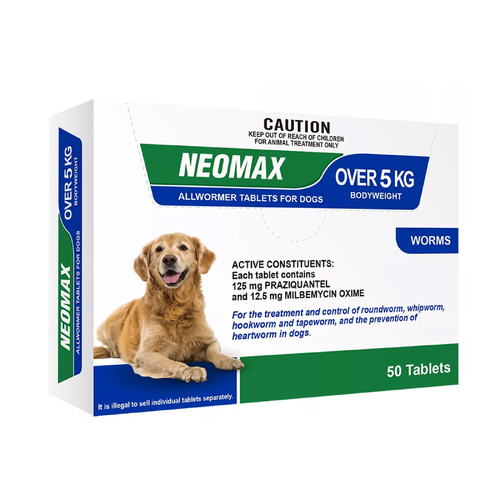 Neomax Allwormer Treatment Tablets for Large Dogs Over 5kg 50 Pack