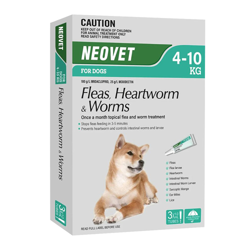 Neovet Spot-on Flea & Worms Treatment for Dogs 4-10kg Aqua 3 Pack