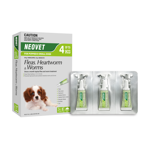 Neovet Spot-on Flea & Worms Treatment for Puppies & Small Dog Up to 4kg 3 Pack