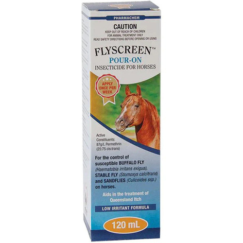 Pharmachem Flyscreen Pour On Insecticide for Horses 120ml
