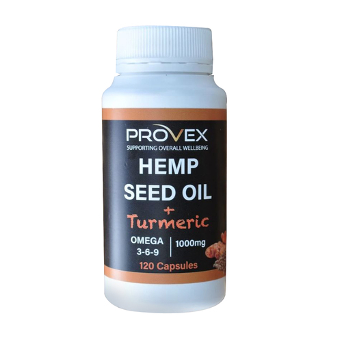 Provex Hemp Seed Oil + Turmeric Daily Supplement 1000mg 120 Caps