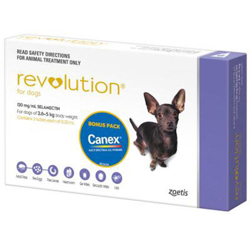 Revolution 2.6-5kg Small Dog Parasite Wormer Treatment Purple 3 Pack