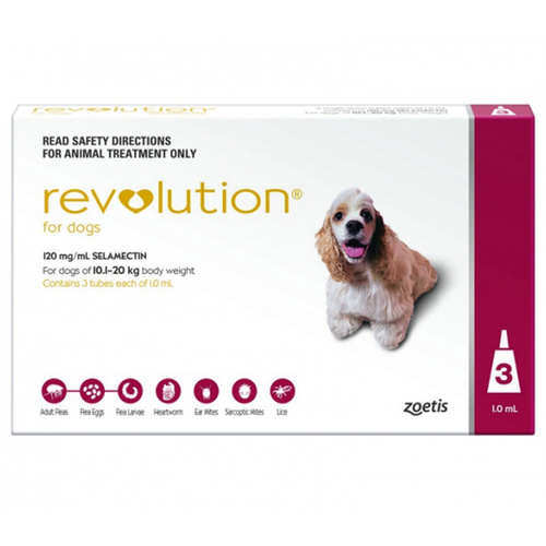 Revolution 10.1-20kg Large Dog Parasite Wormer Treatment Red 6 Pack