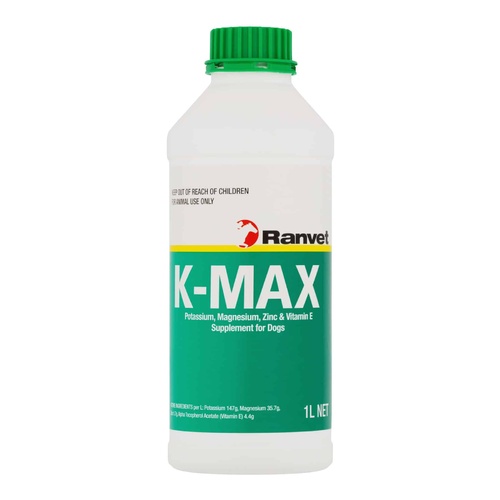 Ranvet K-Max Dogs Potassium Magnesium Zinc & Vitamin E Supplement 1L