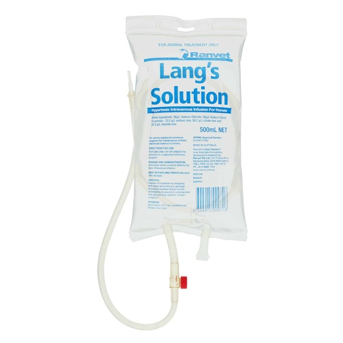 Ranvet Langs Horses Alkaline Hypertonic Saline Infusion Solution 500ml