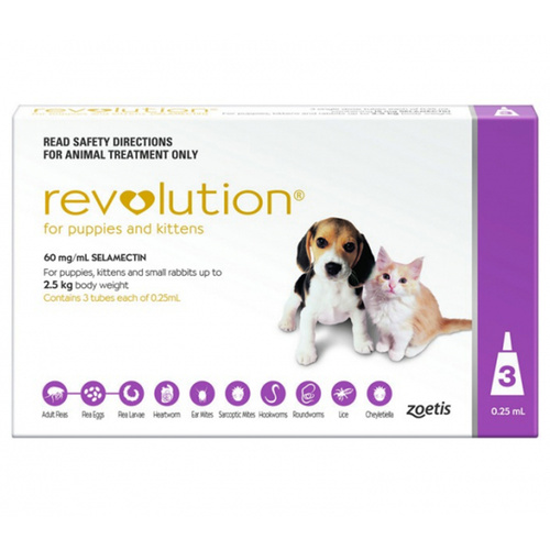 Revolution 0-2.5kg Puppy Kitten Parasite Worm Treatment Pink 3 Pack