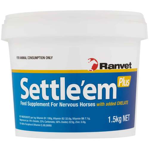 Ranvet Settle Em Plus Nervous Horses Feed Supplement Palatable Powder 1.5kg