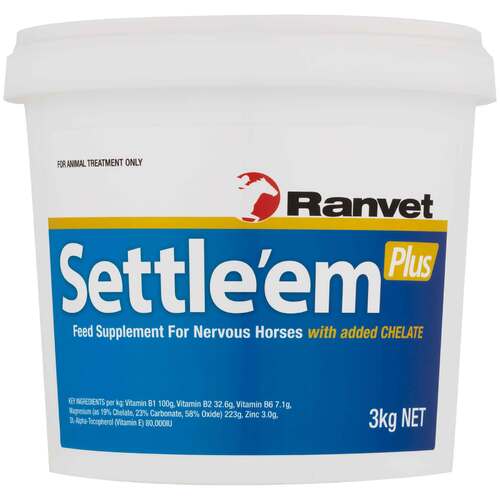 Ranvet Settle Em Plus Nervous Horses Feed Supplement Palatable Powder 3kg