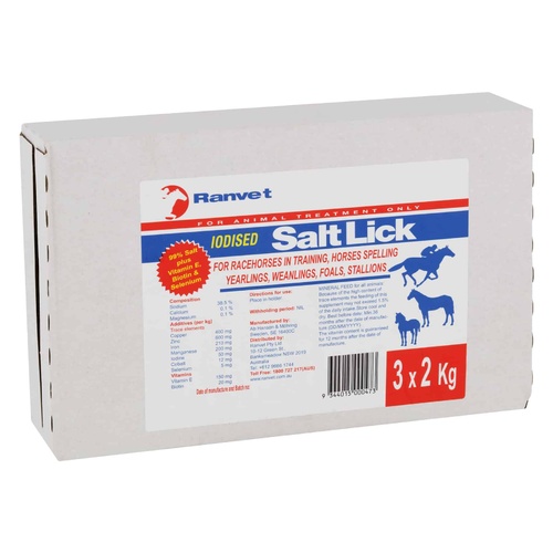 Ranvet Salt Licks Iodised Horse Mineral Treatment 3 x 2kg