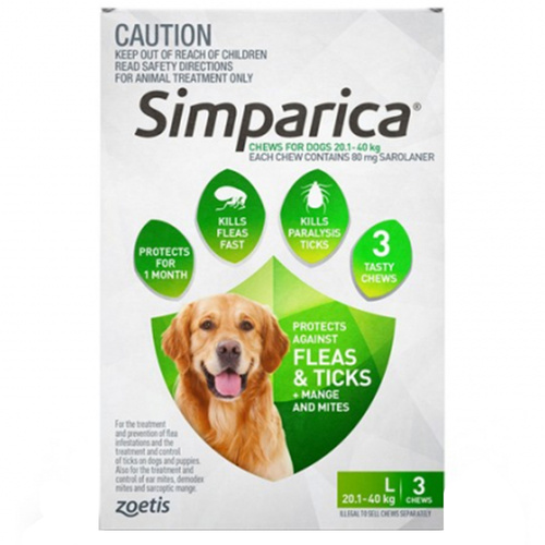 Simparica 20.1-40kg Large Dog Tick & Flea Chewable Treatment 3 Pack 